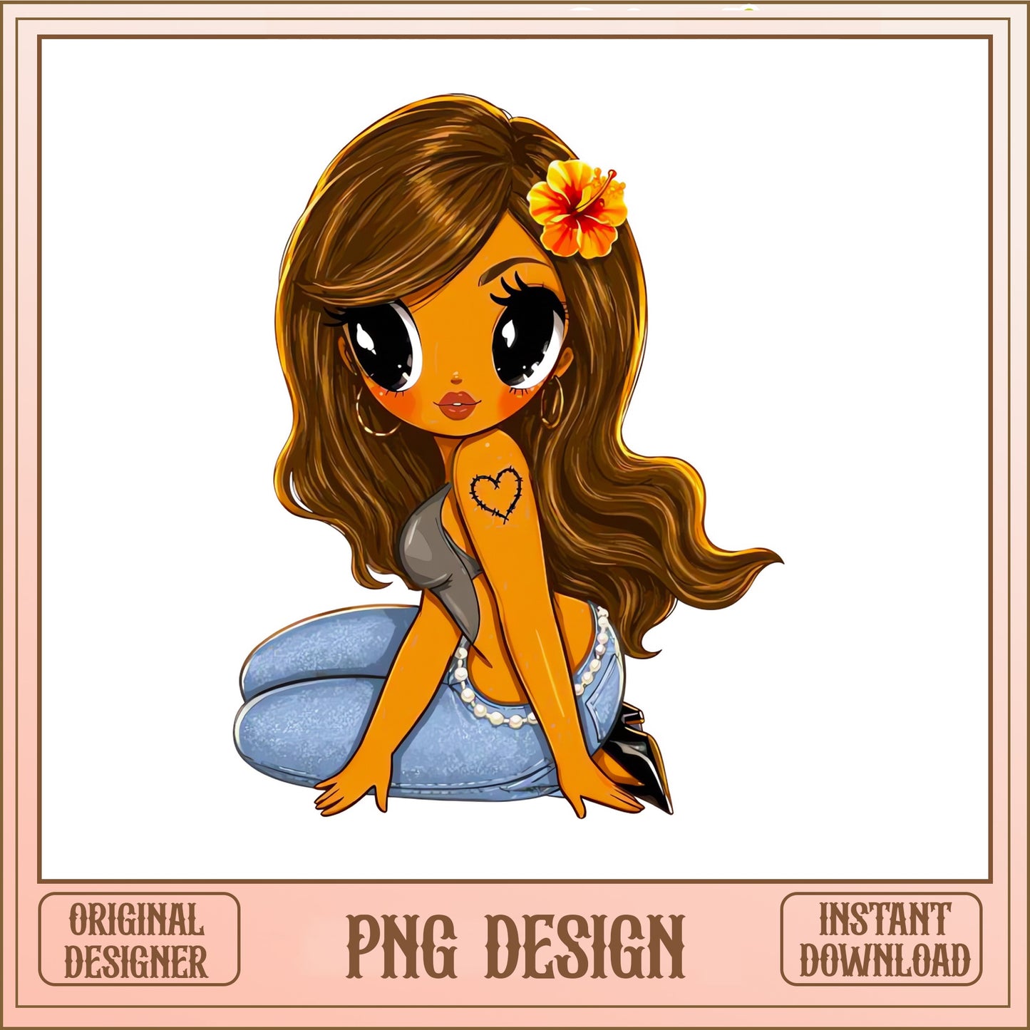 Boho Girl PNG Sublimation Design, Latina Girl PNG, Cute Girl PNG