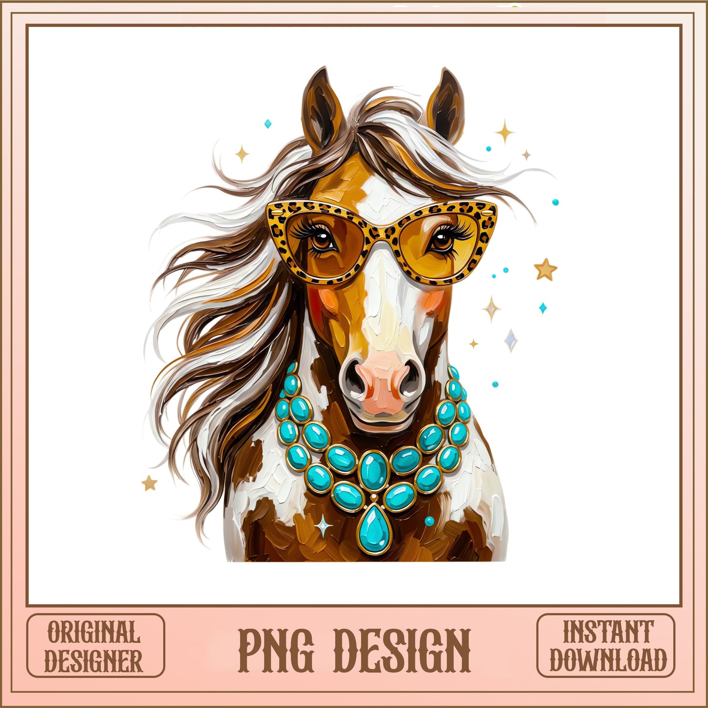 Boho Horse PNG, Sassy Horse With Glasses, Western Horse PNG
