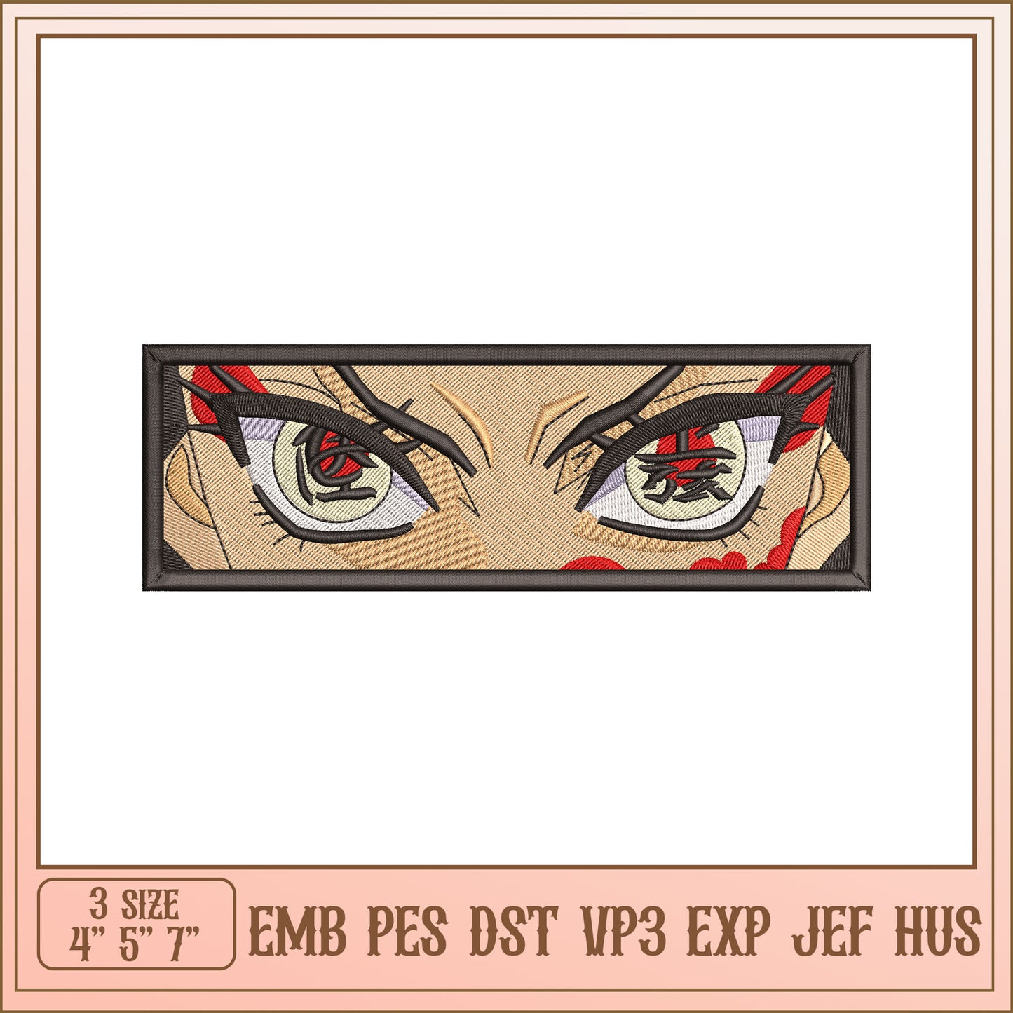 Bold Anime Eyes Embroidery Design for 4x5x7 Inch Projects