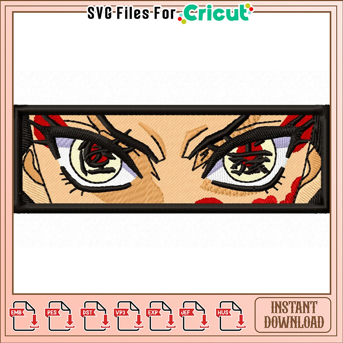 Bold Eye Character Embroidery Design for Creative Projects