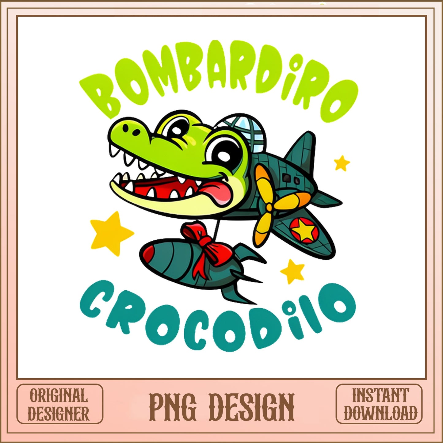 Bombardiro Crocodilo PNG, Italian Brainrot Meme PNG, Funny Crocodile PNG