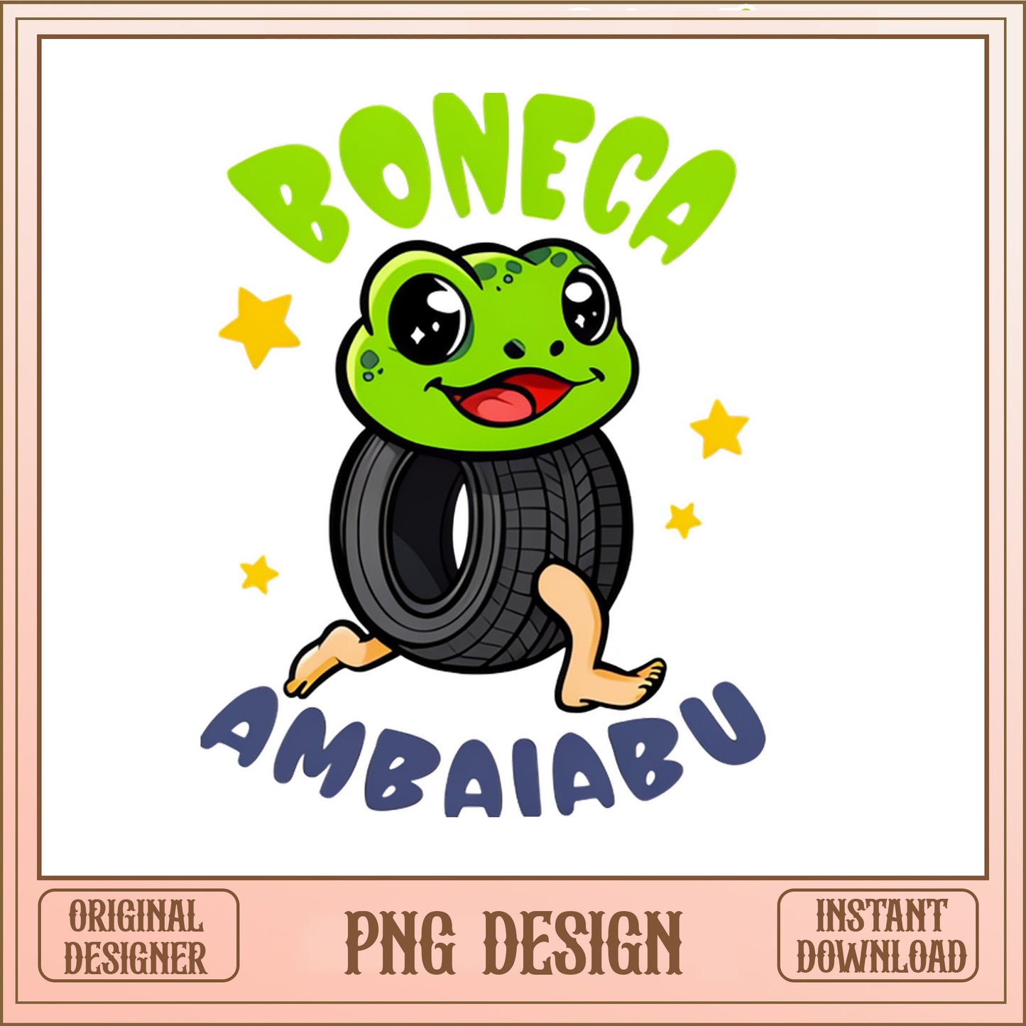 Boneca Ambaiabu PNG, Cute Frog Tire PNG, Funny Frog PNG
