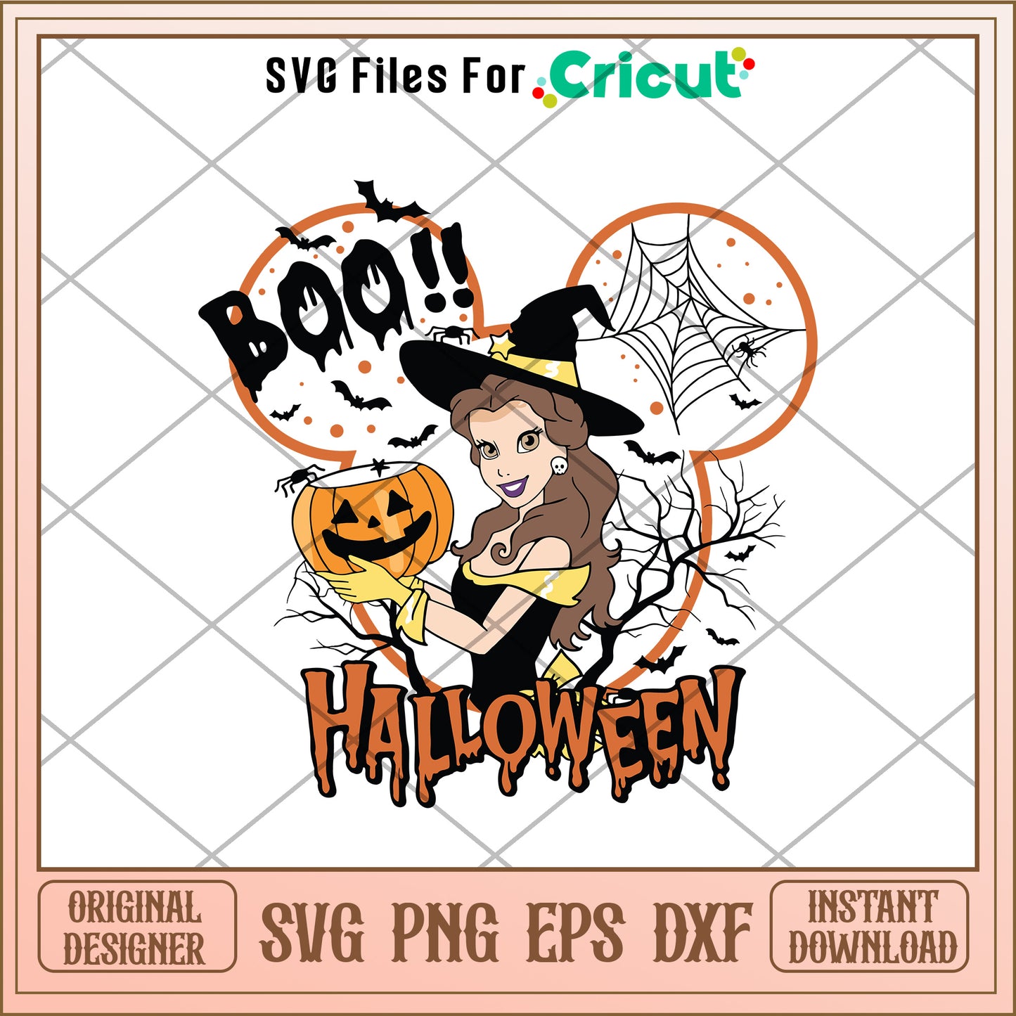 Belle princess boo halloween svg