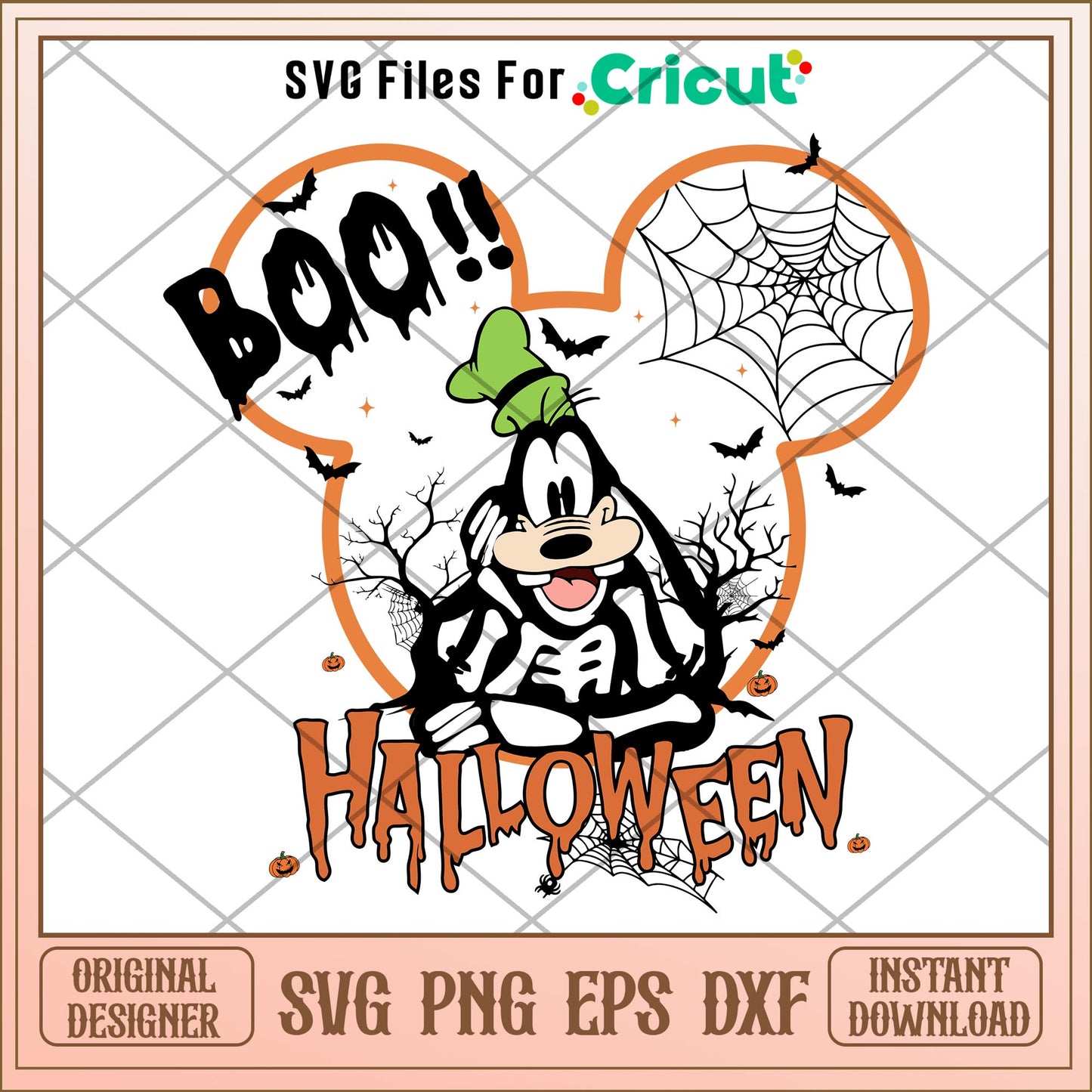 Boo black Goofy Skeleton Halloween svg, Disney characters svg, Digital Download