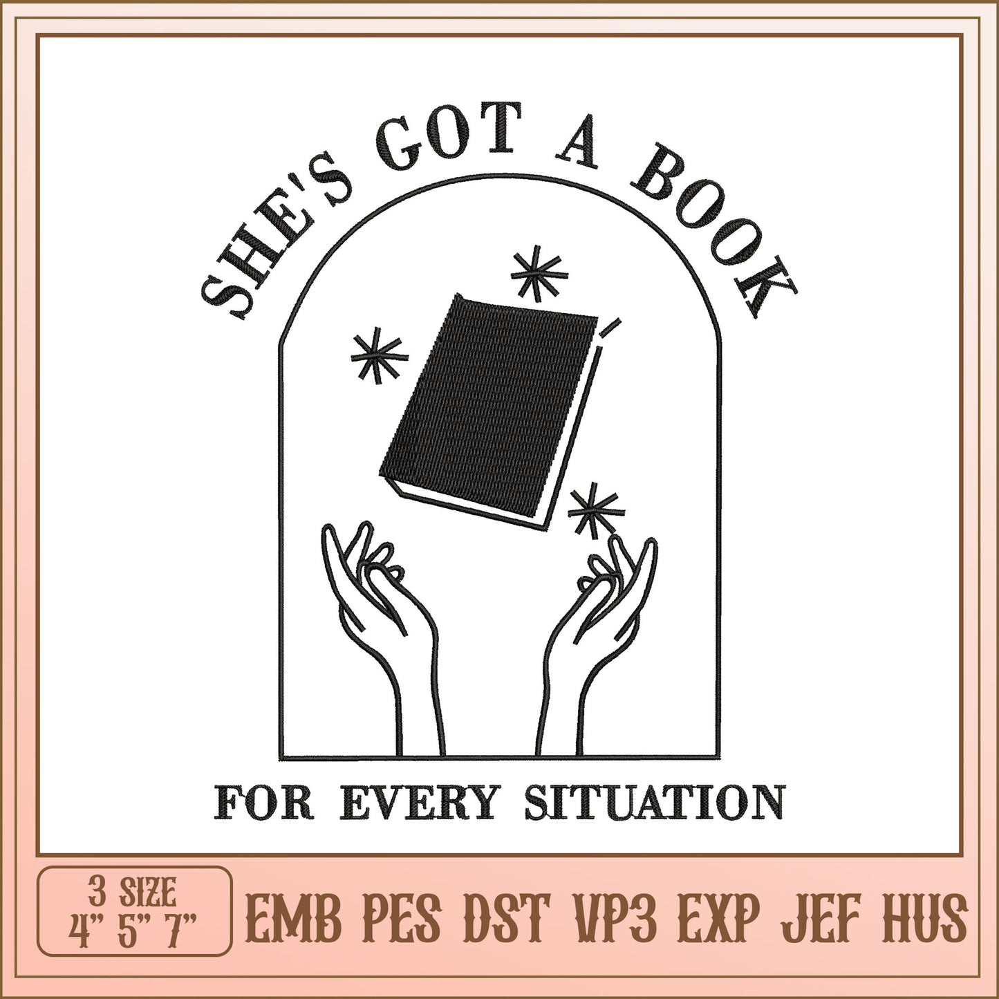 Book Lover Embroidery Design