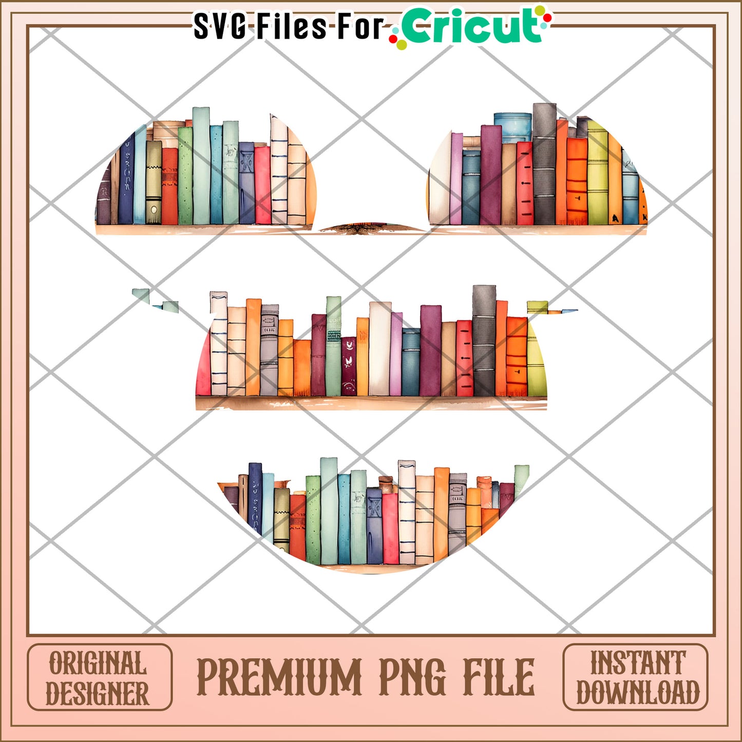 Bookshelf PNG Watercolor Book Collection