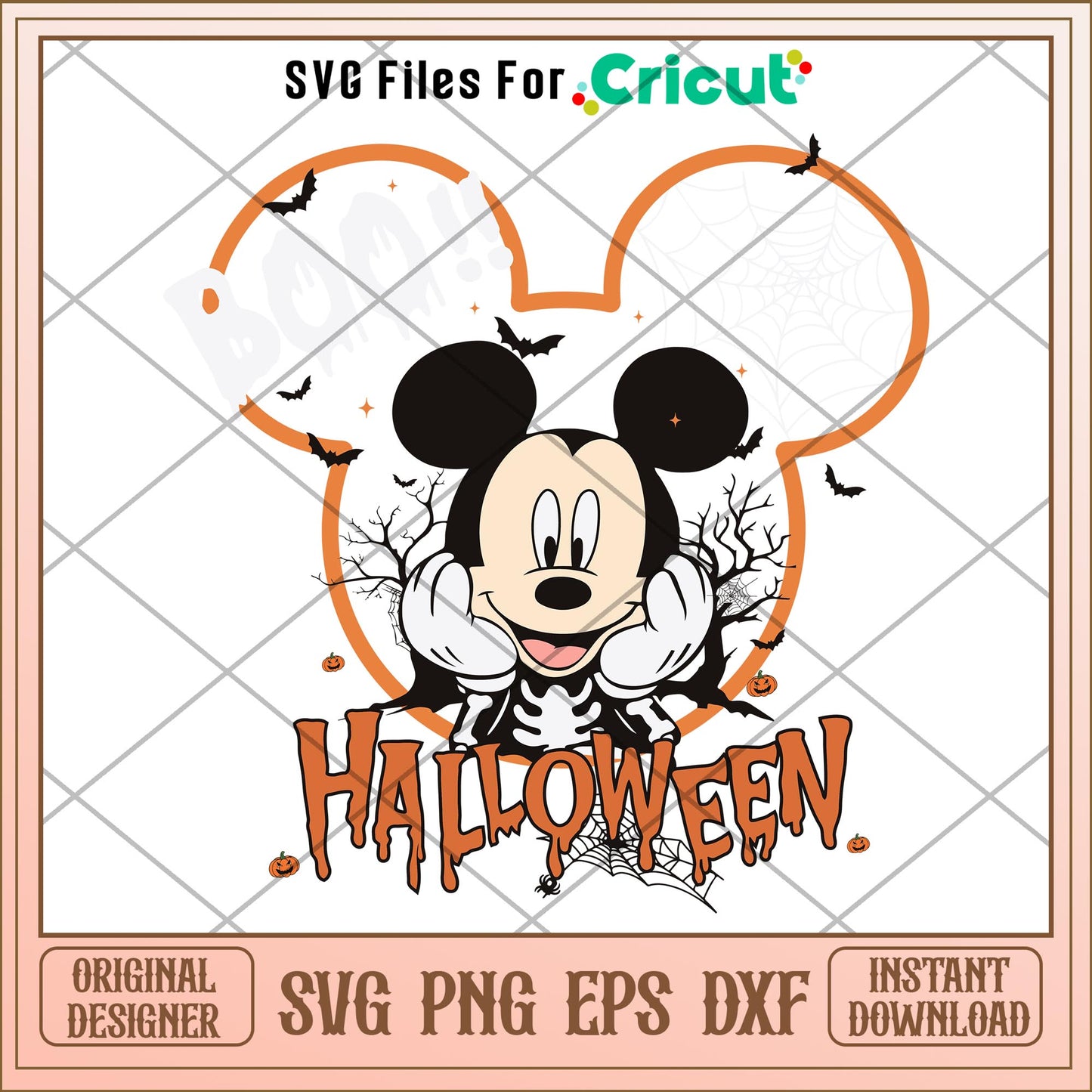 Boo white mickey Skeleton Halloween svg, Disney characters svg, Digital Download
