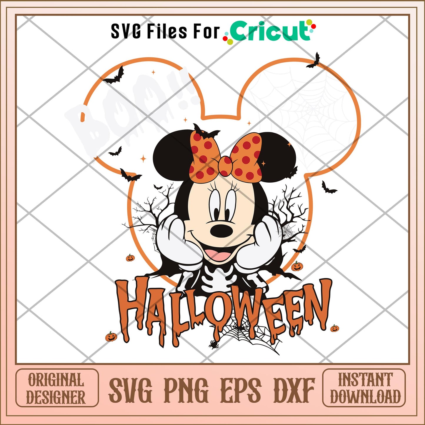 Boo white minnie Skeleton Halloween svg, Disney characters svg, Digital Download