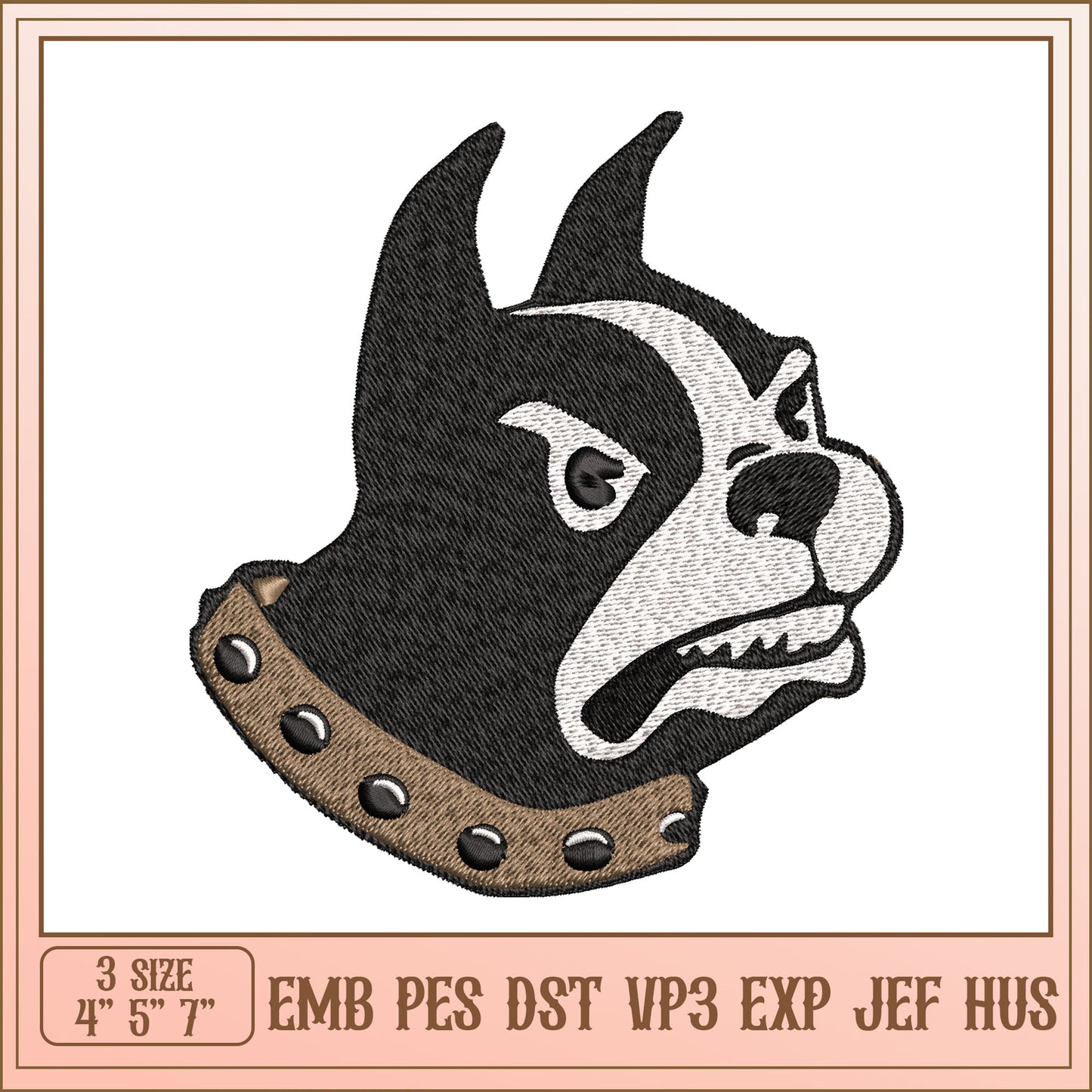 Boston Terrier Embroidery Design