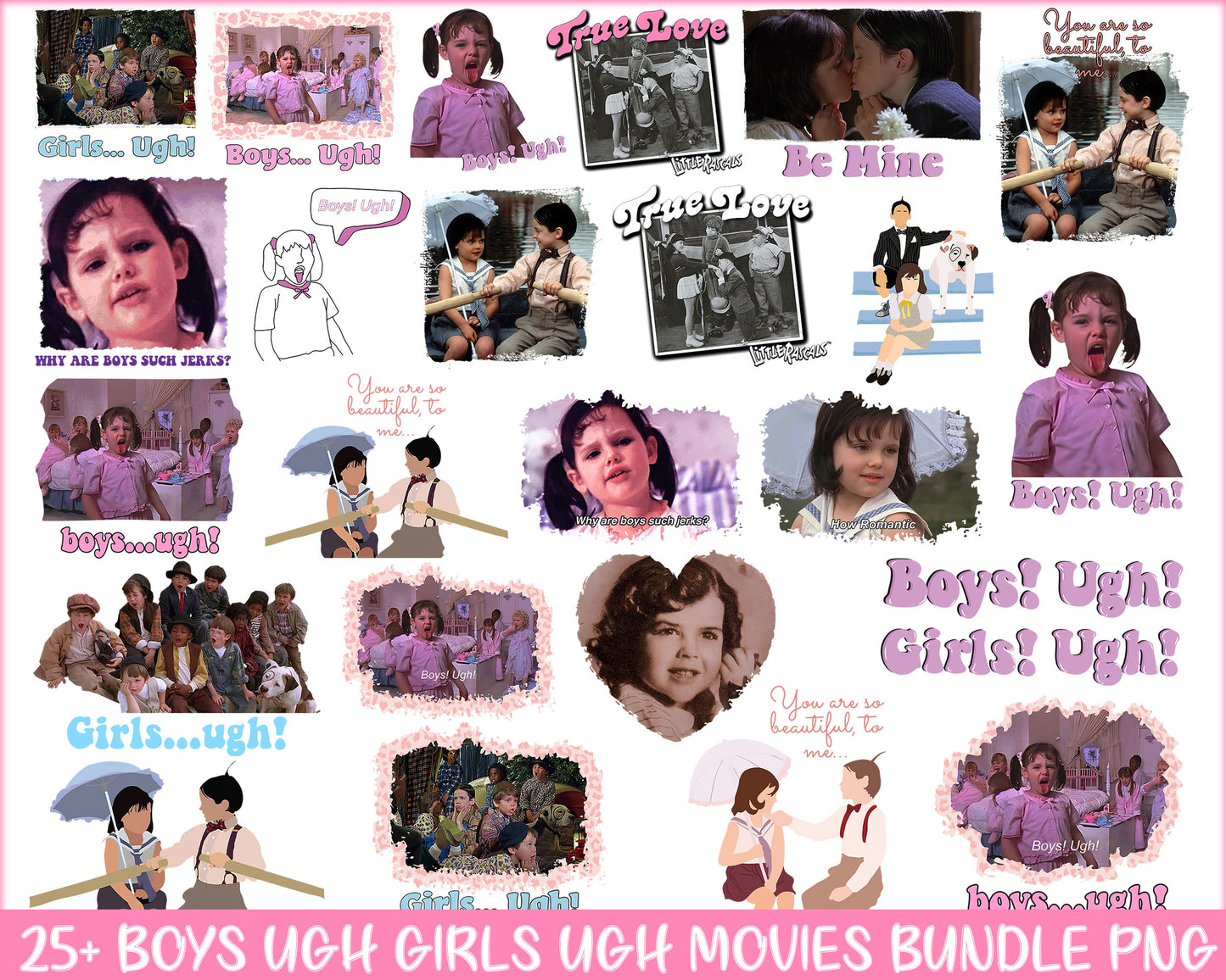 Boys ugh girls ugh bundle png, happy valentines day png