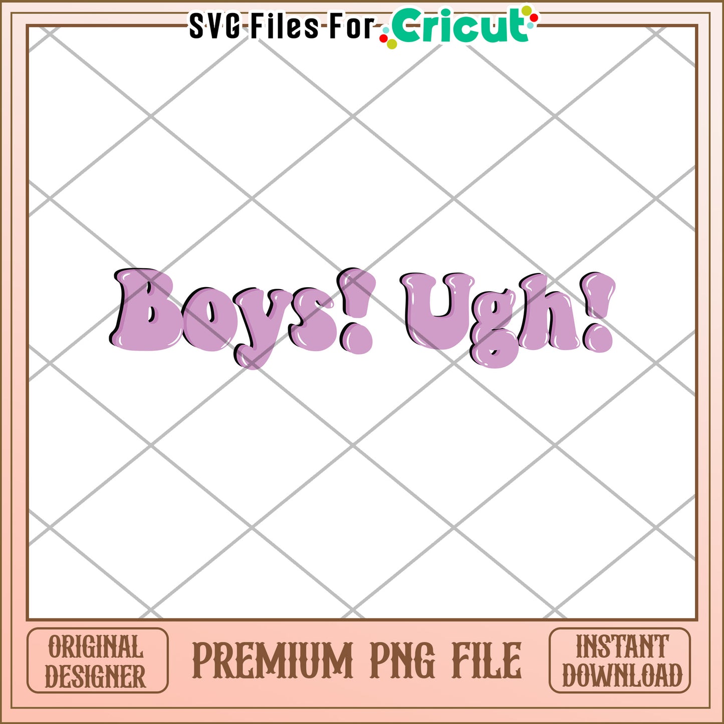 Boys Ugh Retro PNG Design Cricut