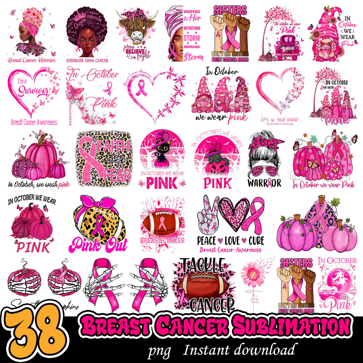 Fighting Breast Cancer Bundle Sublimation, Breast Cancer png bundle