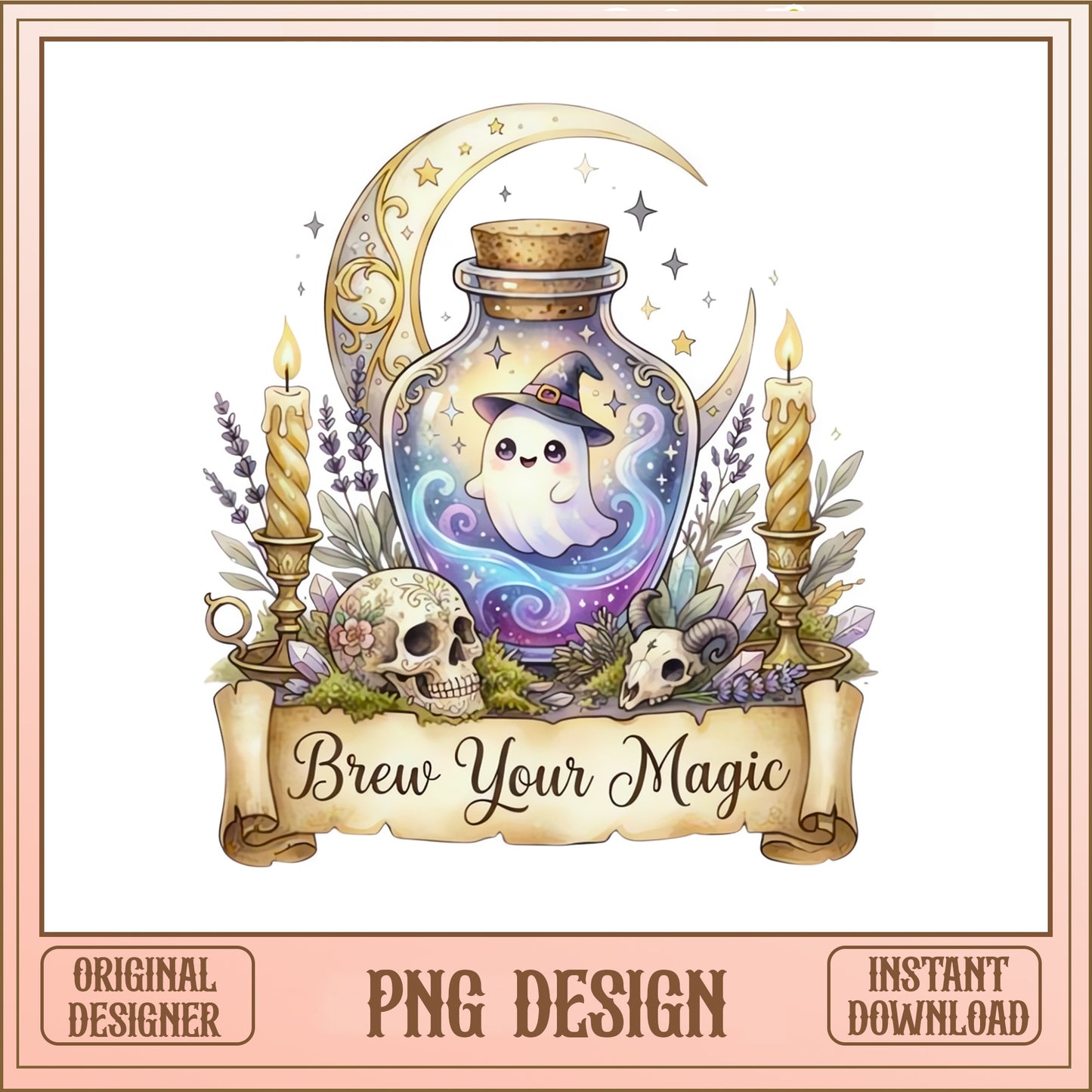 Brew Your Magic Ghost Potion PNG, Halloween Witch PNG, Cute Ghost PNG