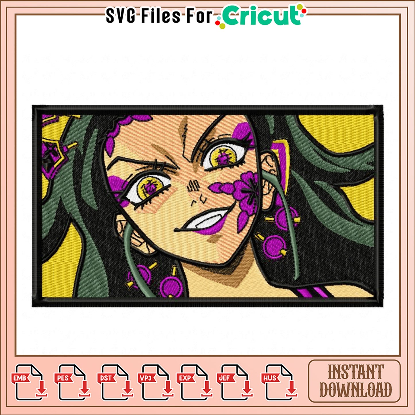 Bright Floral Embroidery Design for Instant Download