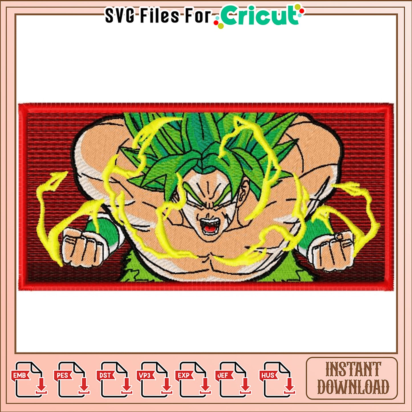 Broly Embroidery Design Instant Download