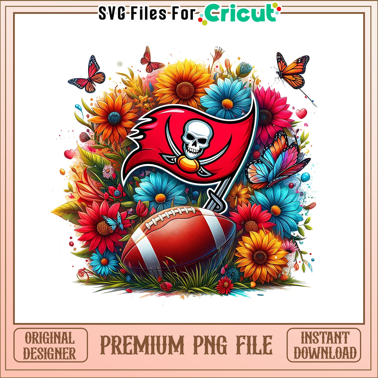 Buccaneers logo vintage flower png, Tampa Bay Buccaneers png, NFL png