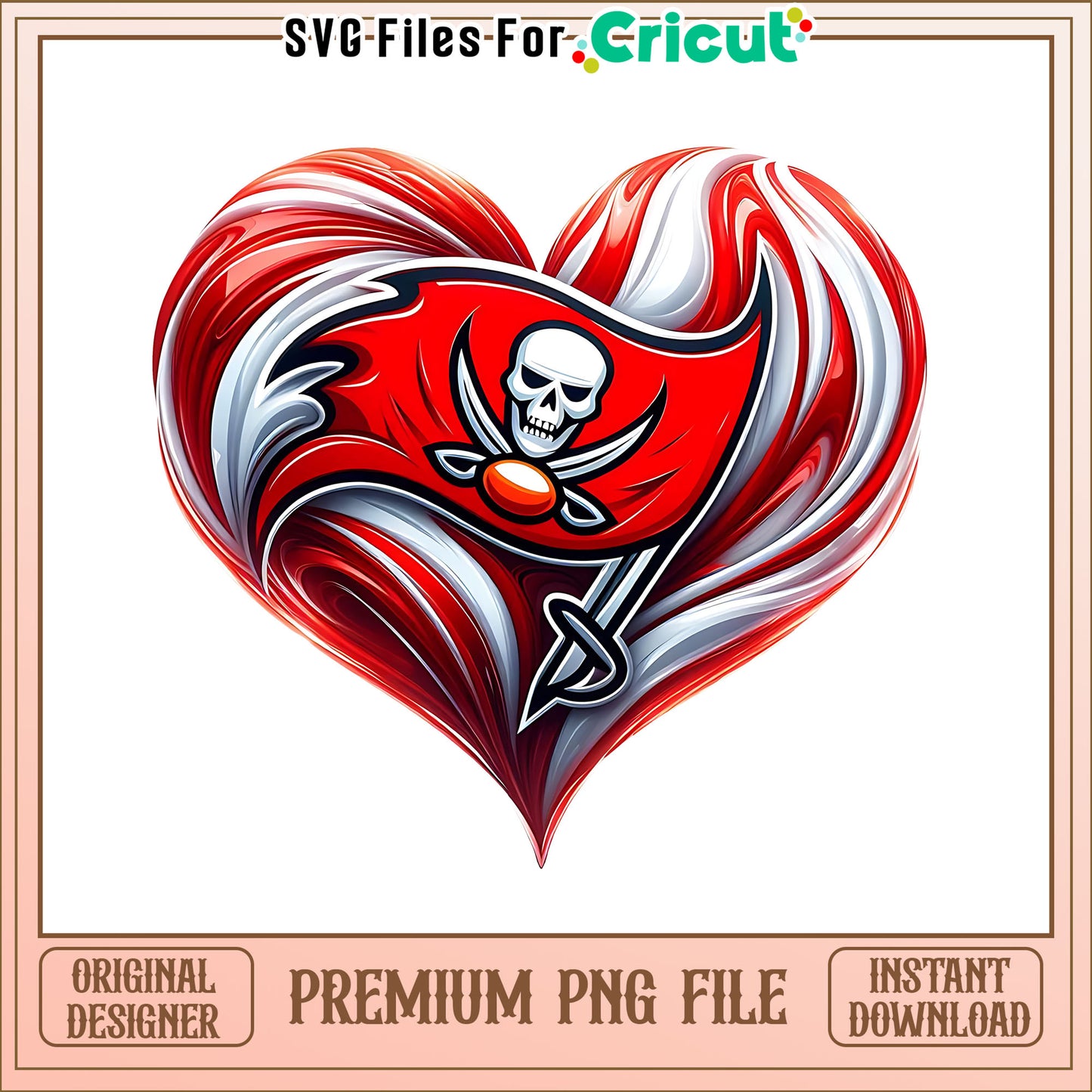 Buccaneers logo vintage heart png, Tampa Bay Buccaneers png, NFL png