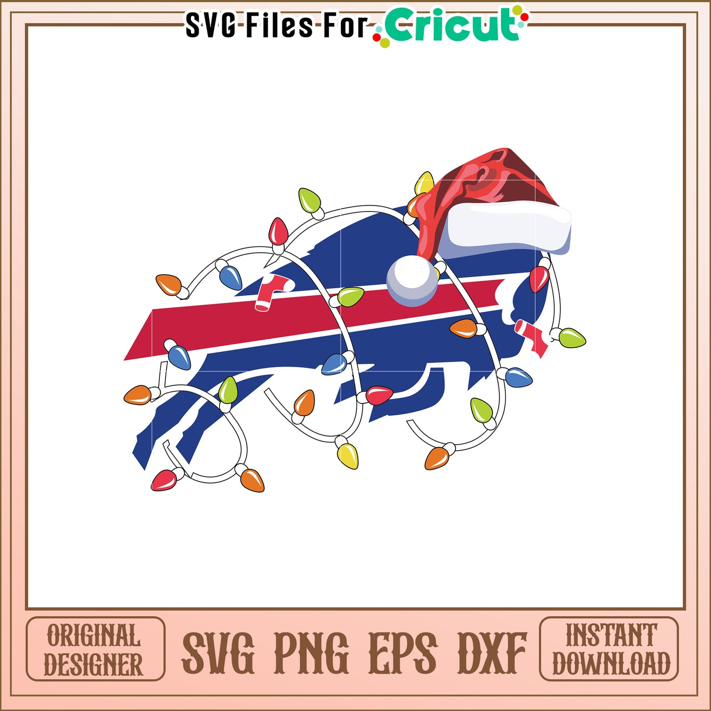 Buffalo Bills Christmas SVG Design with Lights Hat