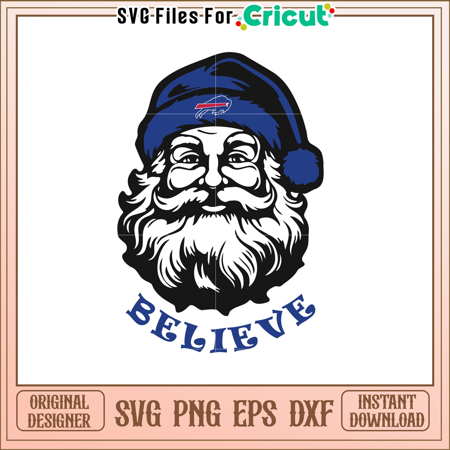 Buffalo Bills Santa SVG Design Believe Holiday Cheer