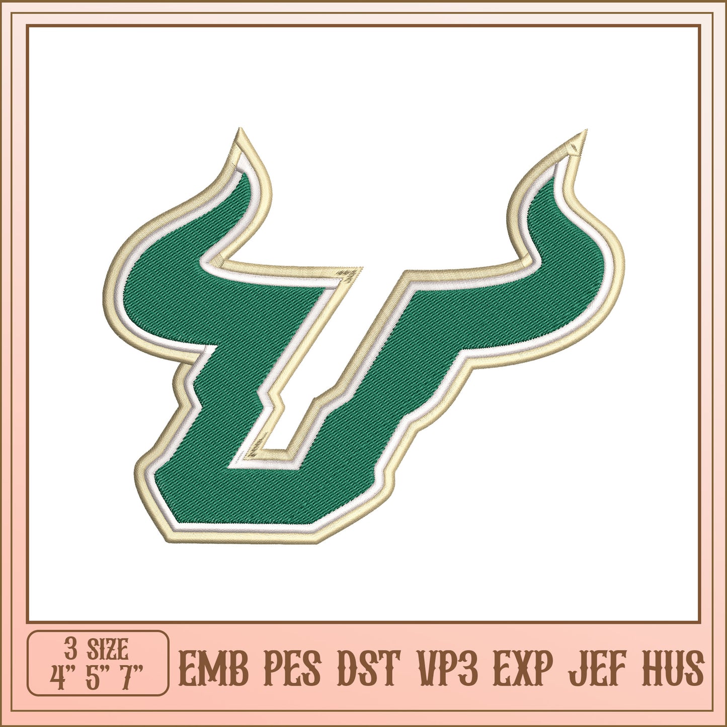 Bull Horns Embroidery Design
