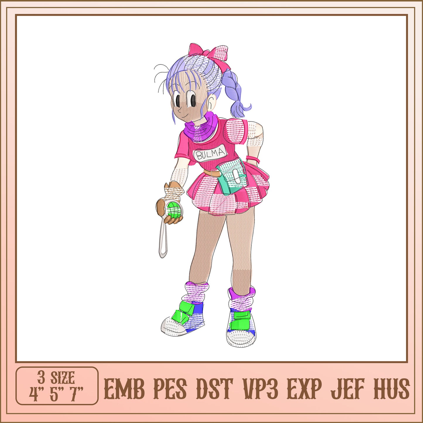 Bulma Embroidery Design 3 Sizes