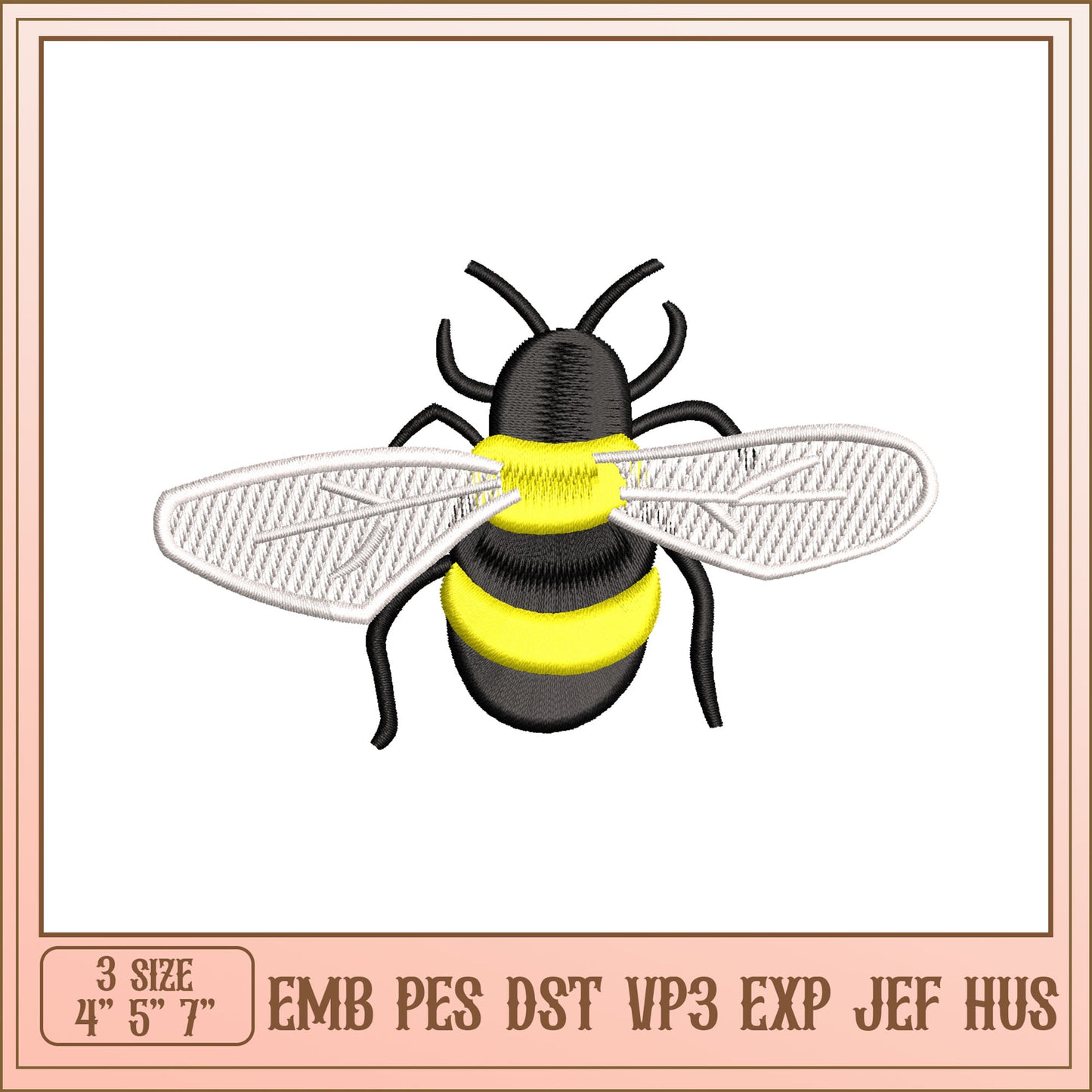 Bumble Bee Embroidery Design