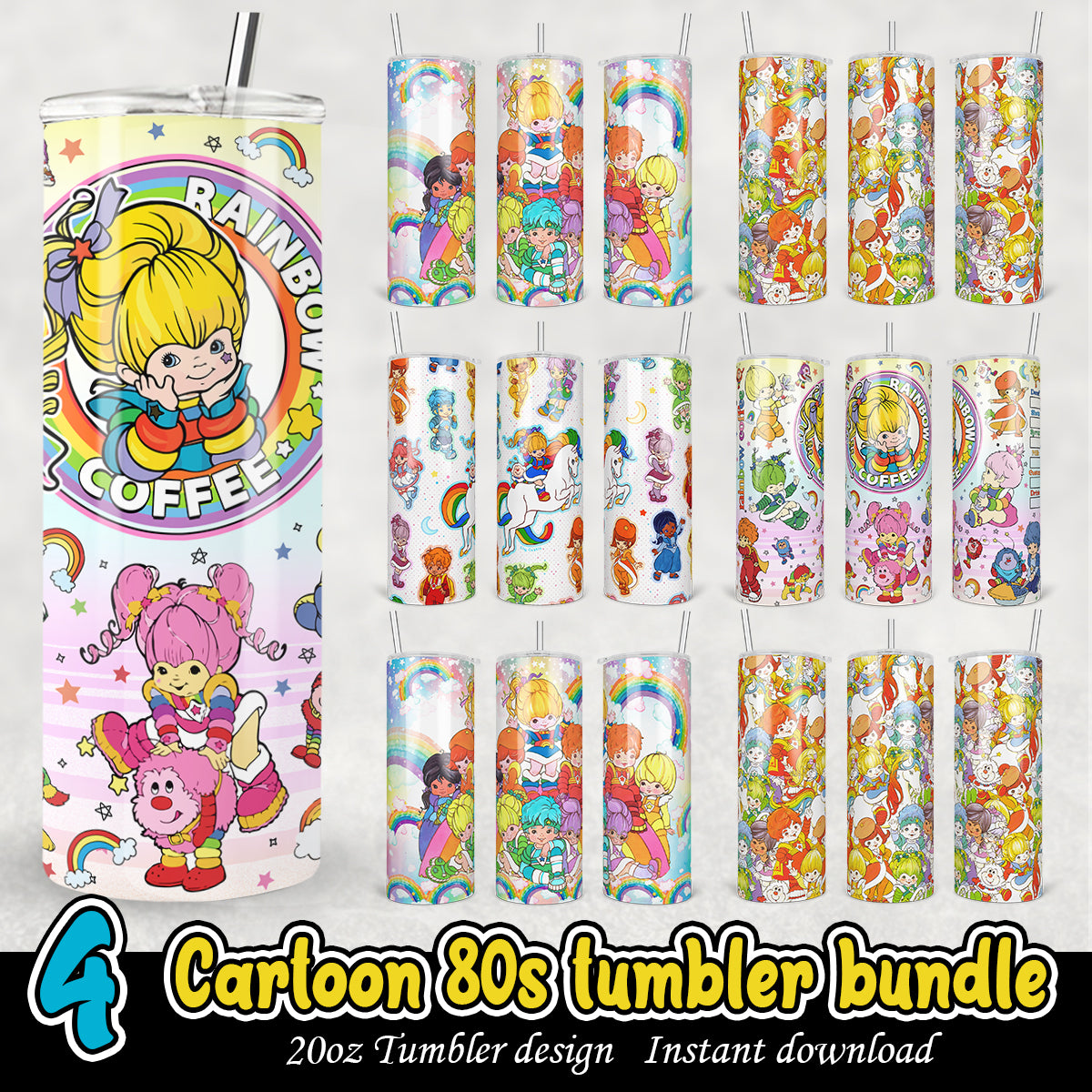 Rainbow Brite Cartoon 80s Tumbler, Retro Rainbow Brite 20oz tumbler