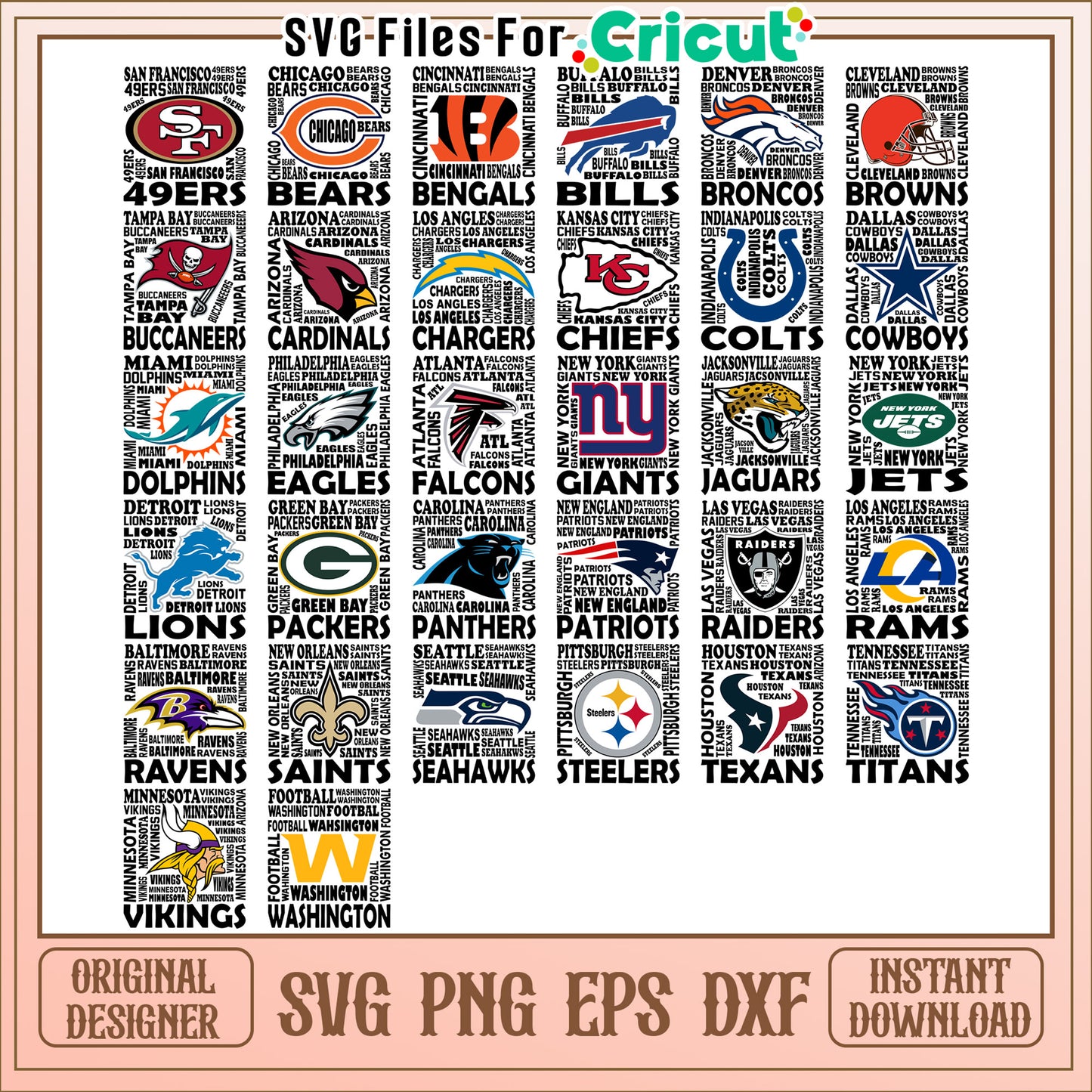 Bundle of NFL Team SVG Files for Crafting and Design Projects