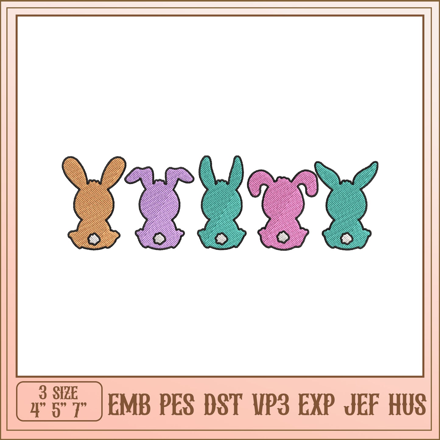 Bunny Embroidery Design 3 Sizes