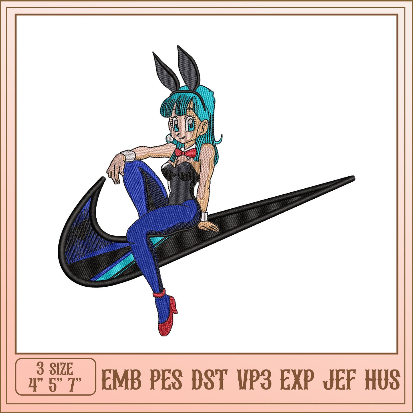 Bunny Girl Nike Swoosh Embroidery Design
