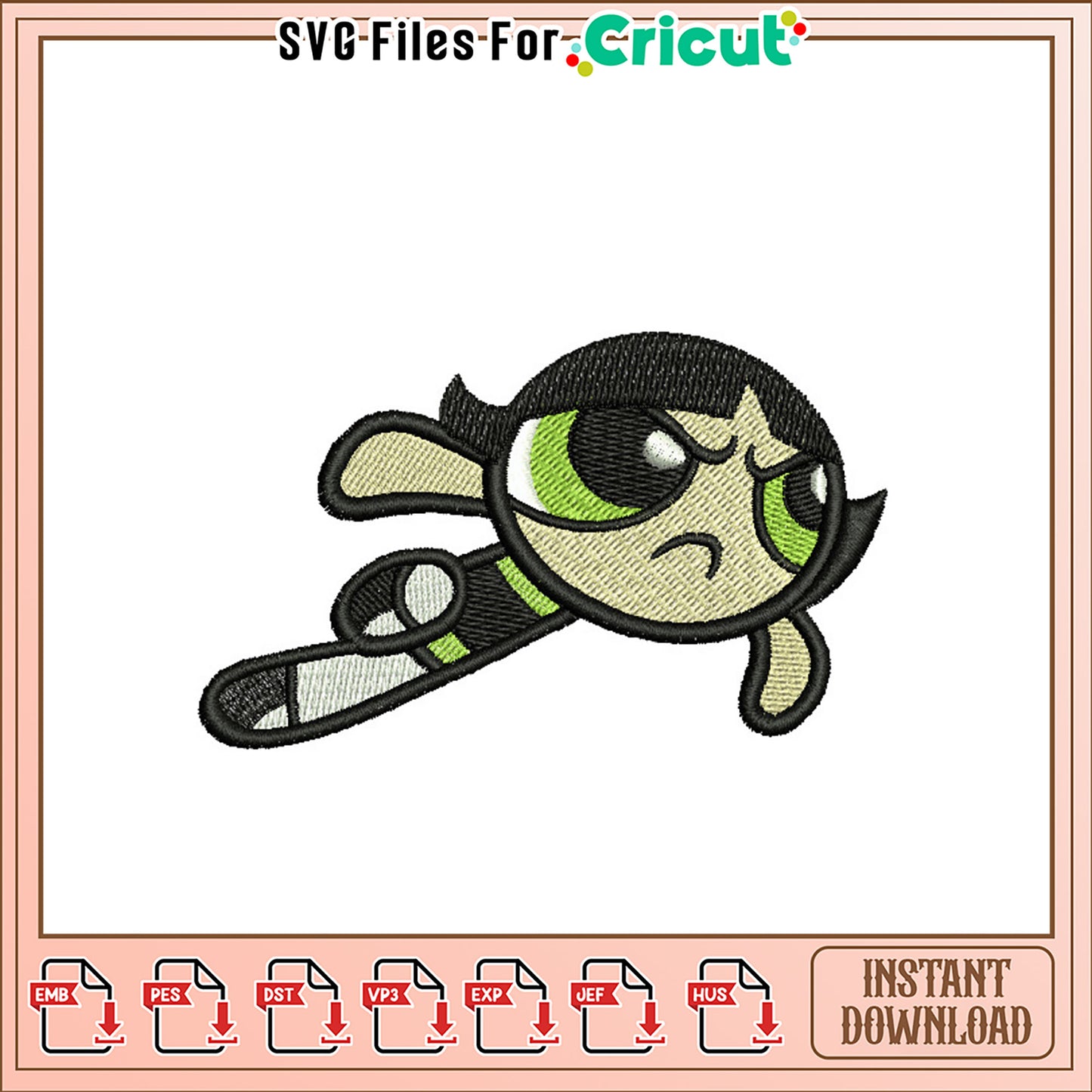 Buttercup Powerpuff Girls Embroidery Design