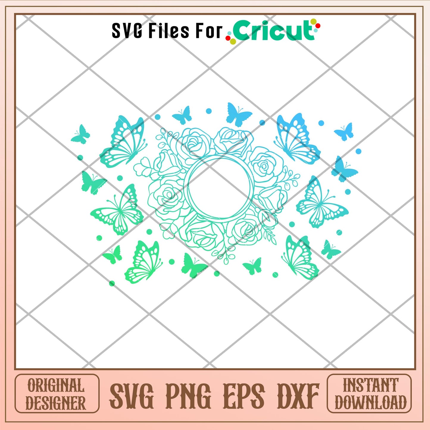 Butterflies Floral Full Wrap, Butterflies Floral Full Wrap Svg