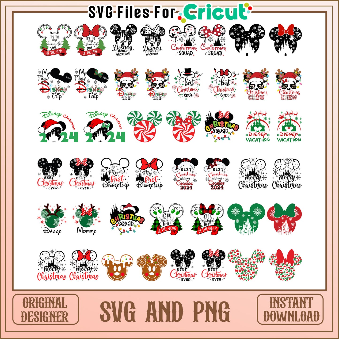 Mickey ears best christmas ever bundle svg, disney christmas ears svg