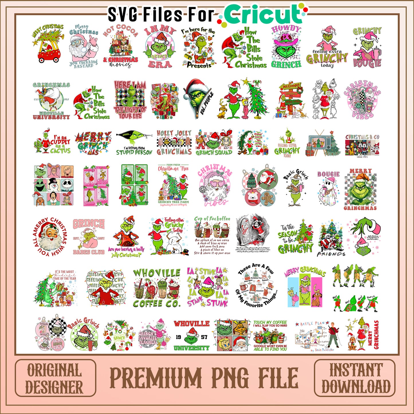 Whoville coffee co christmas bundle png, grinch christmas quotes png