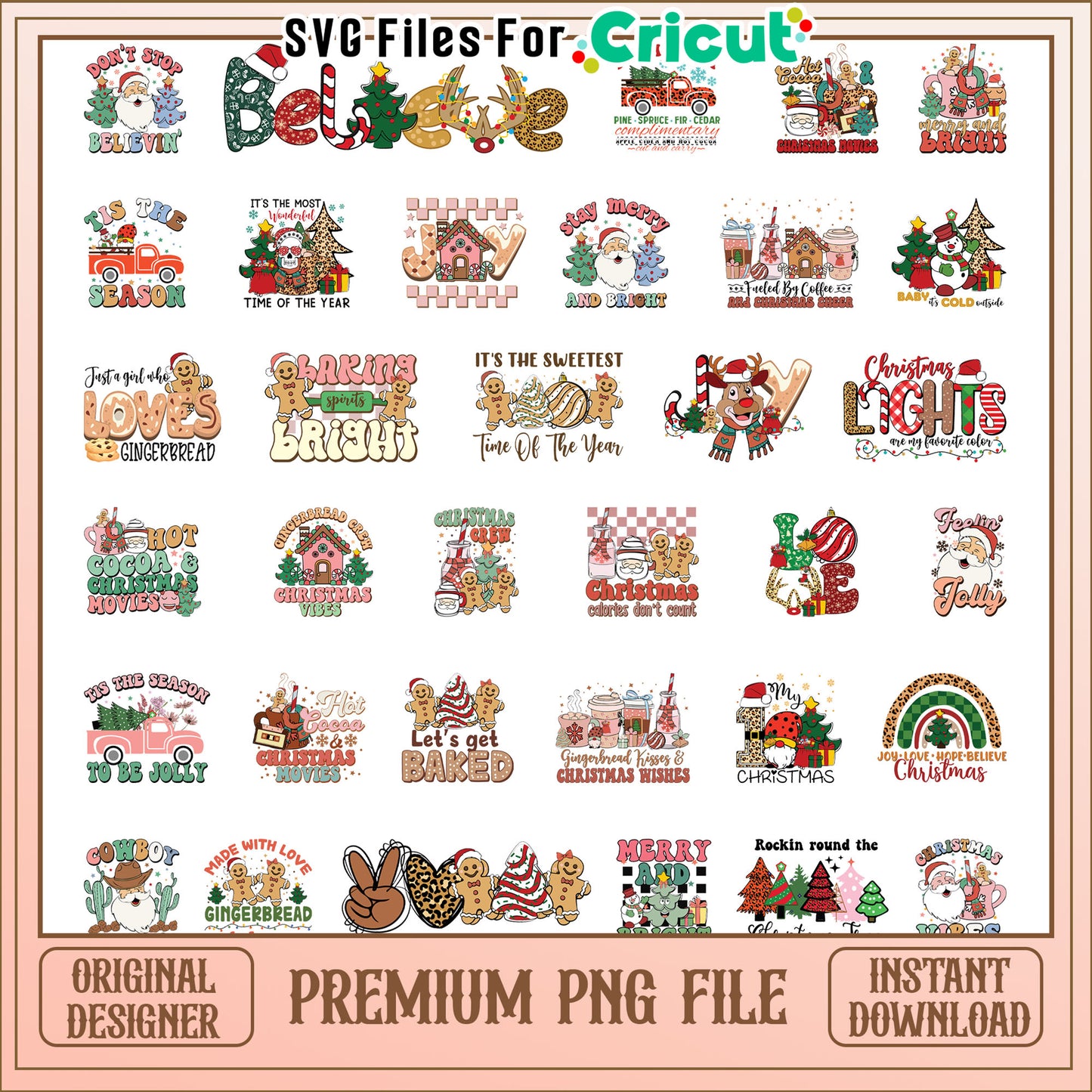 Let's get baked christmas bundle png, christmas cookie png