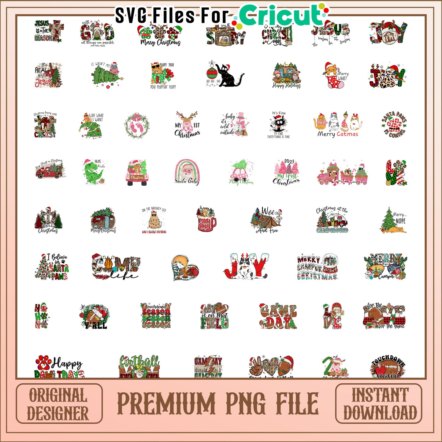 Merry catmas design bundle png, merry christmas cats png