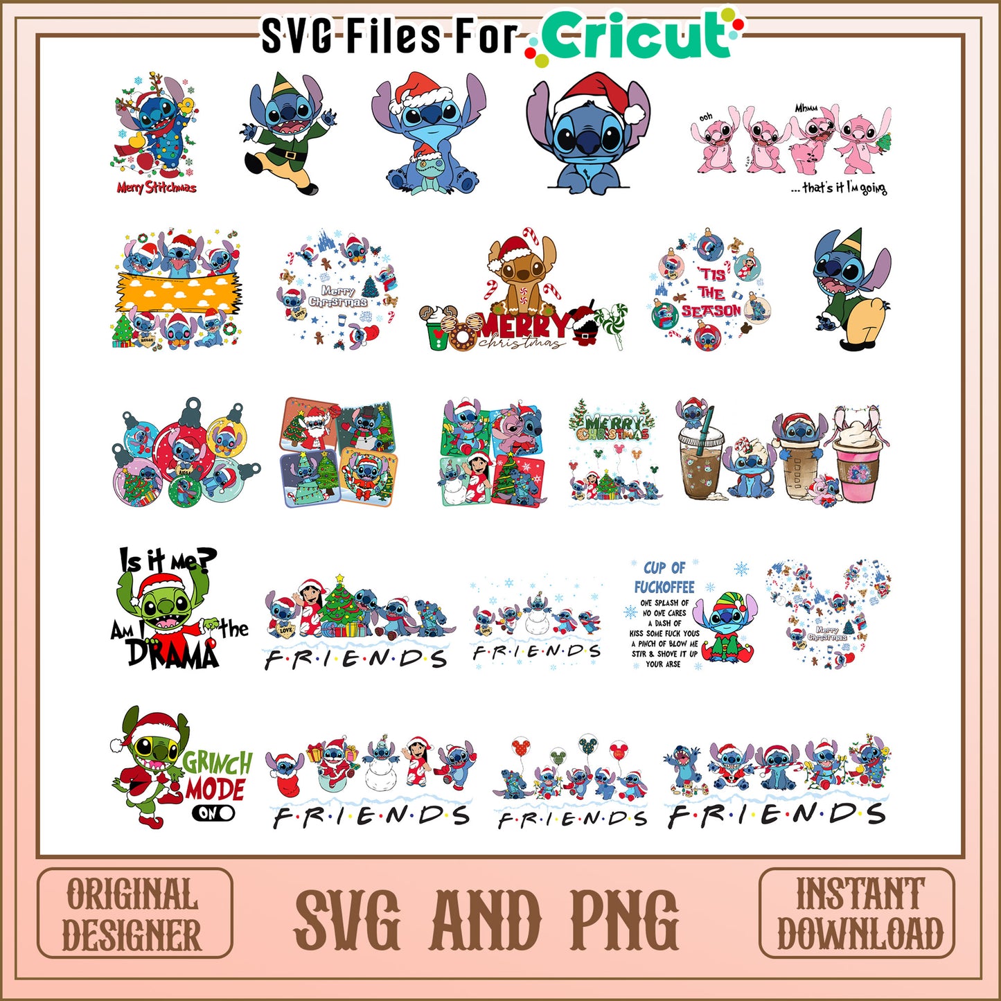 Stitch and lilo friends christmas bundle svg, disney stitch christmas svg