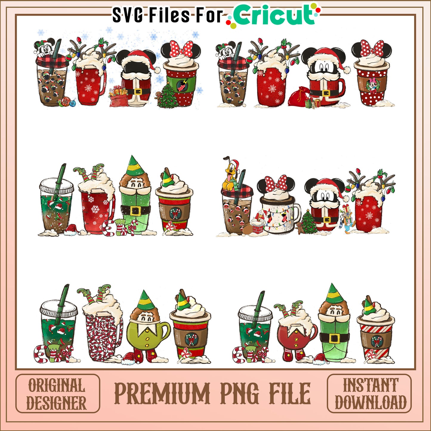 CRMP101024028Mickey ears coffee cup bundle png, merry christmas disney png
