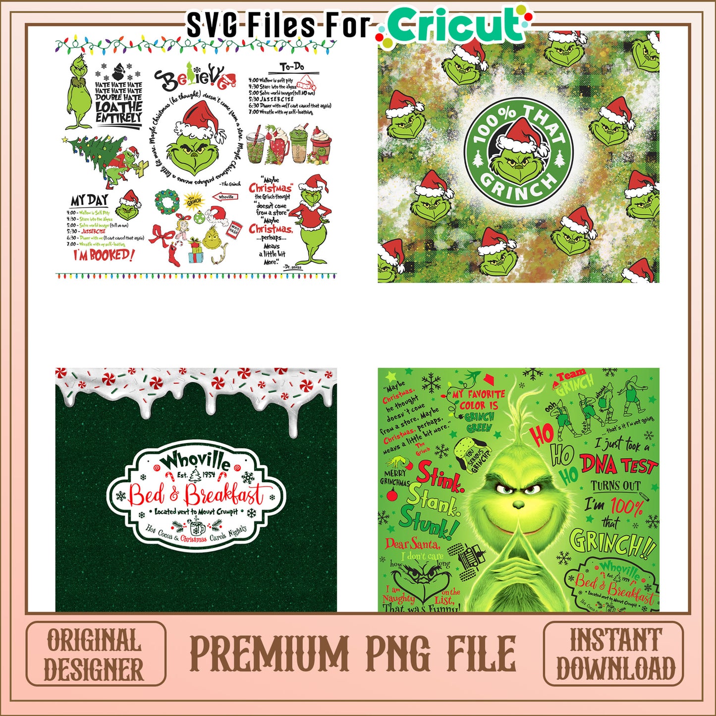 Grinch christmas tumbler bundle png, grinch merry christmas png