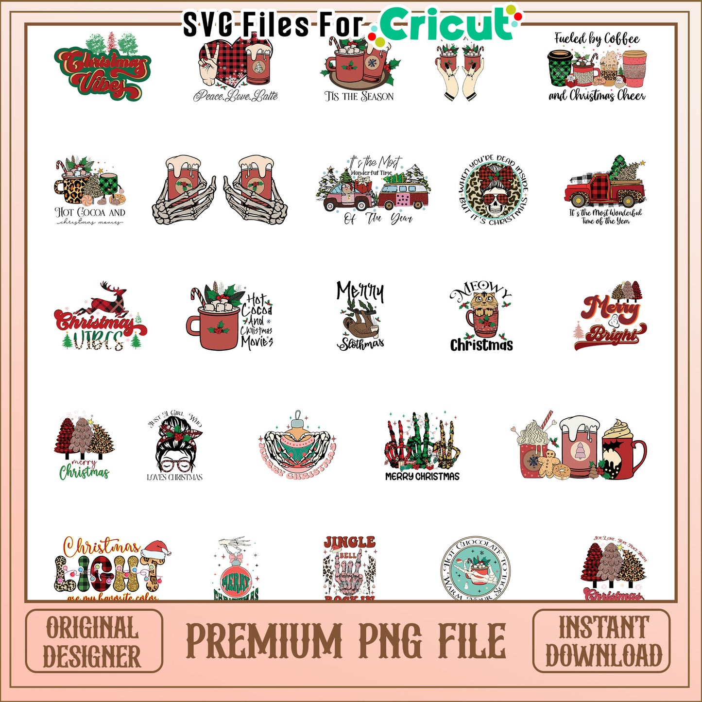 Retro tis the season christmas bundle png, christmas tis the season png