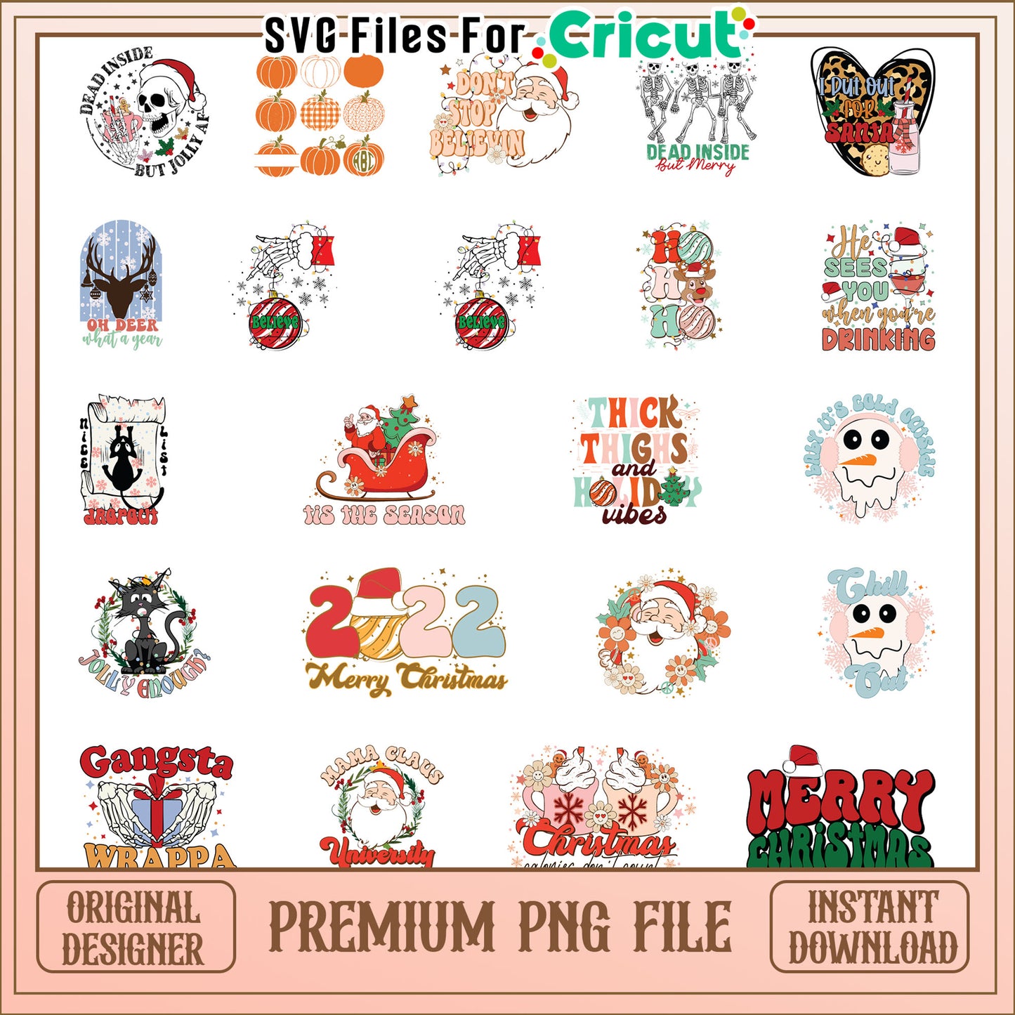 Don't stop believin santa christmas bundle png, merry christmas png