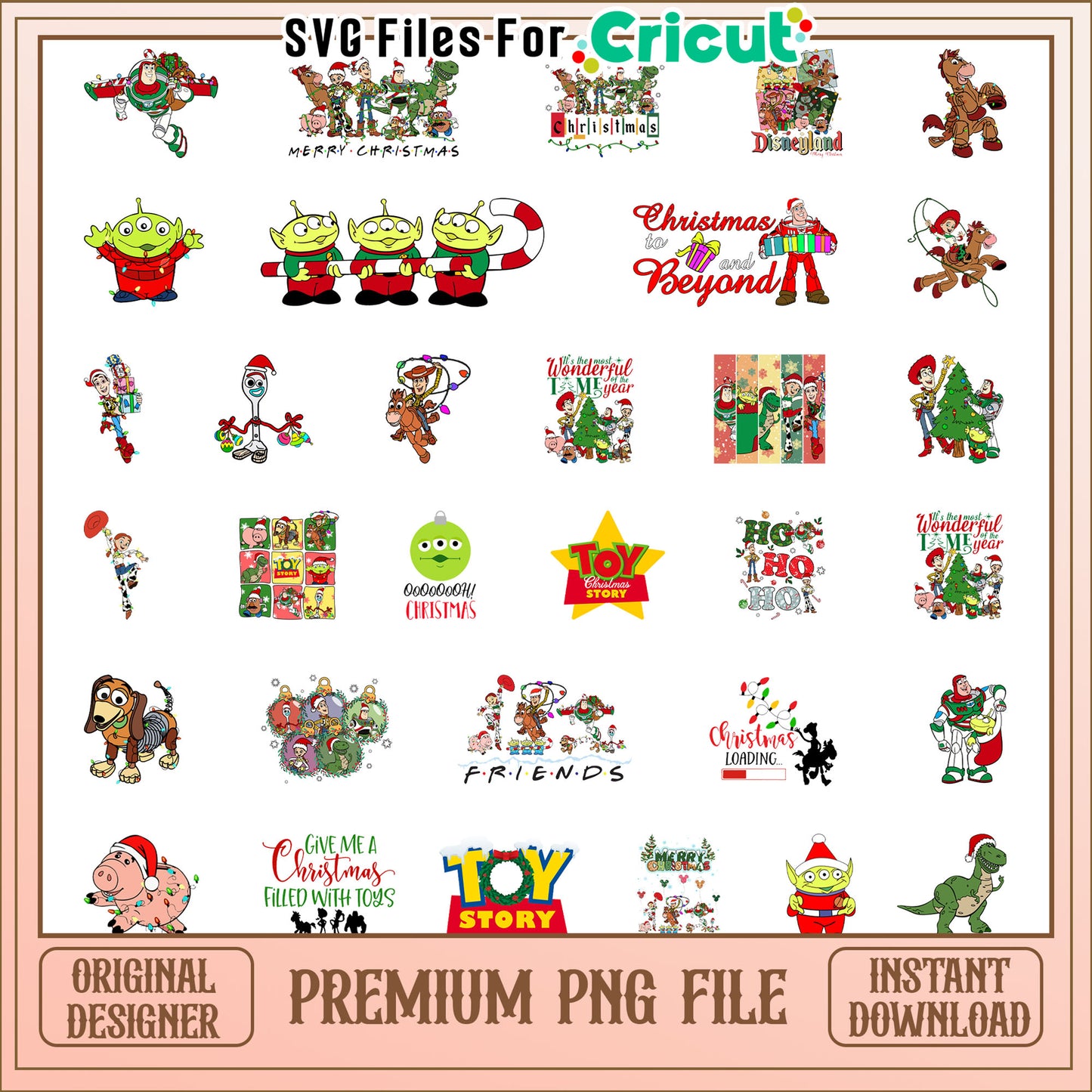 Toy story friends christmas bundle png, christmas toy story png