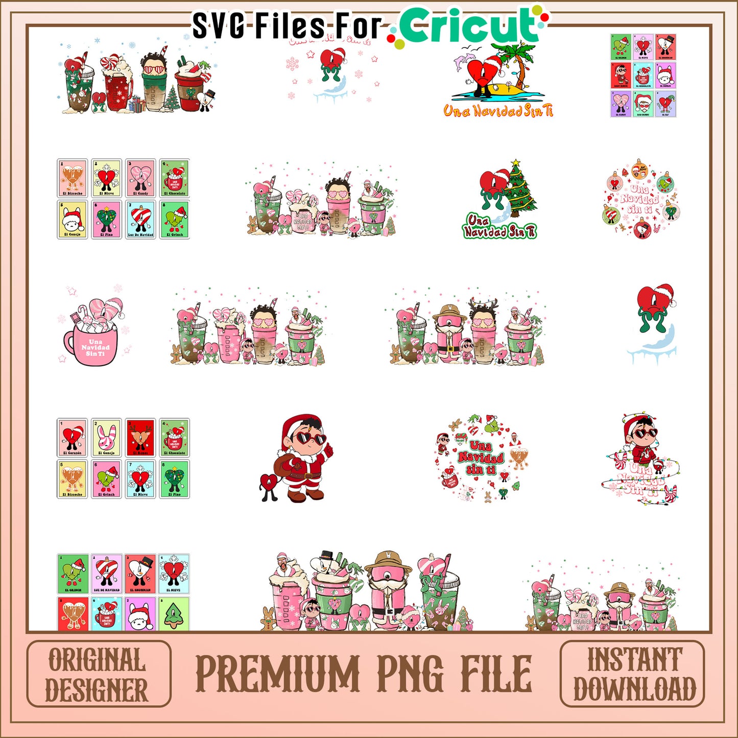 Christmas una navidad sin ti bundle png, bad bunny christmas png
