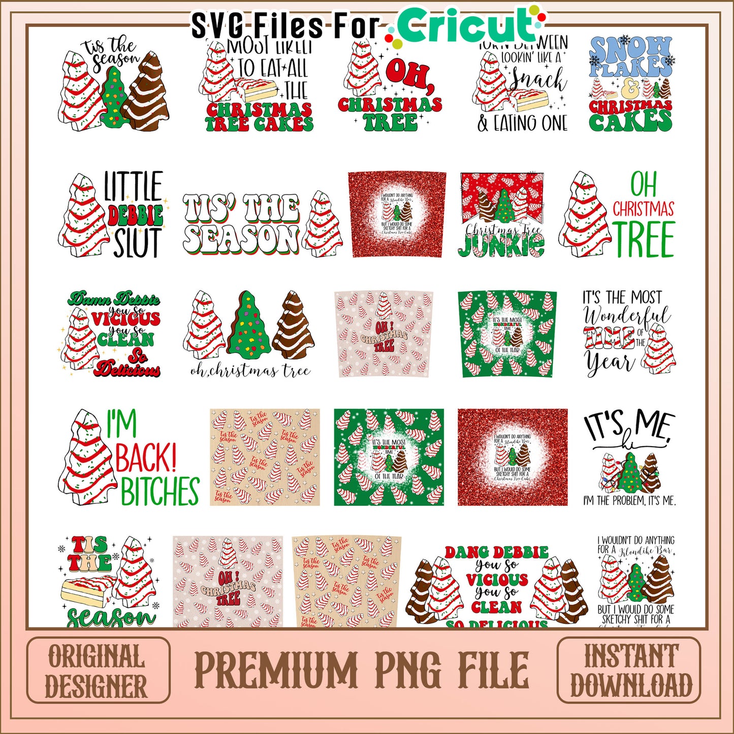 Christmas tree cakes bundle png, christmas tree clipart png