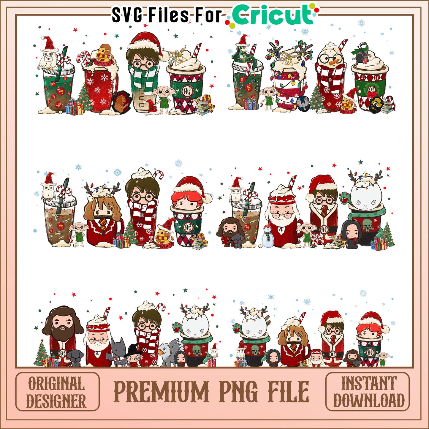 Harry potter coffee christmas bundle png, christmas harry potter png