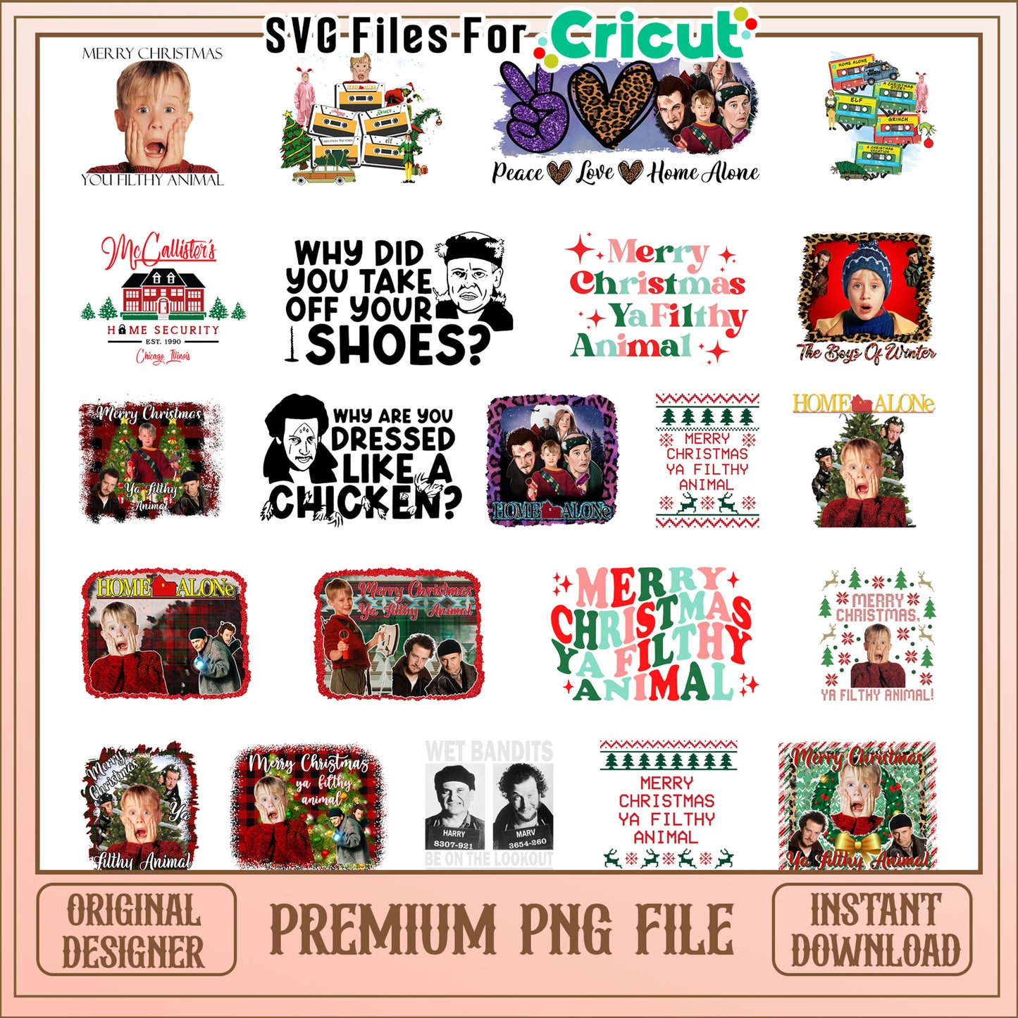 Merry christmas ya filthy animal quote bundle png, christmas quote png