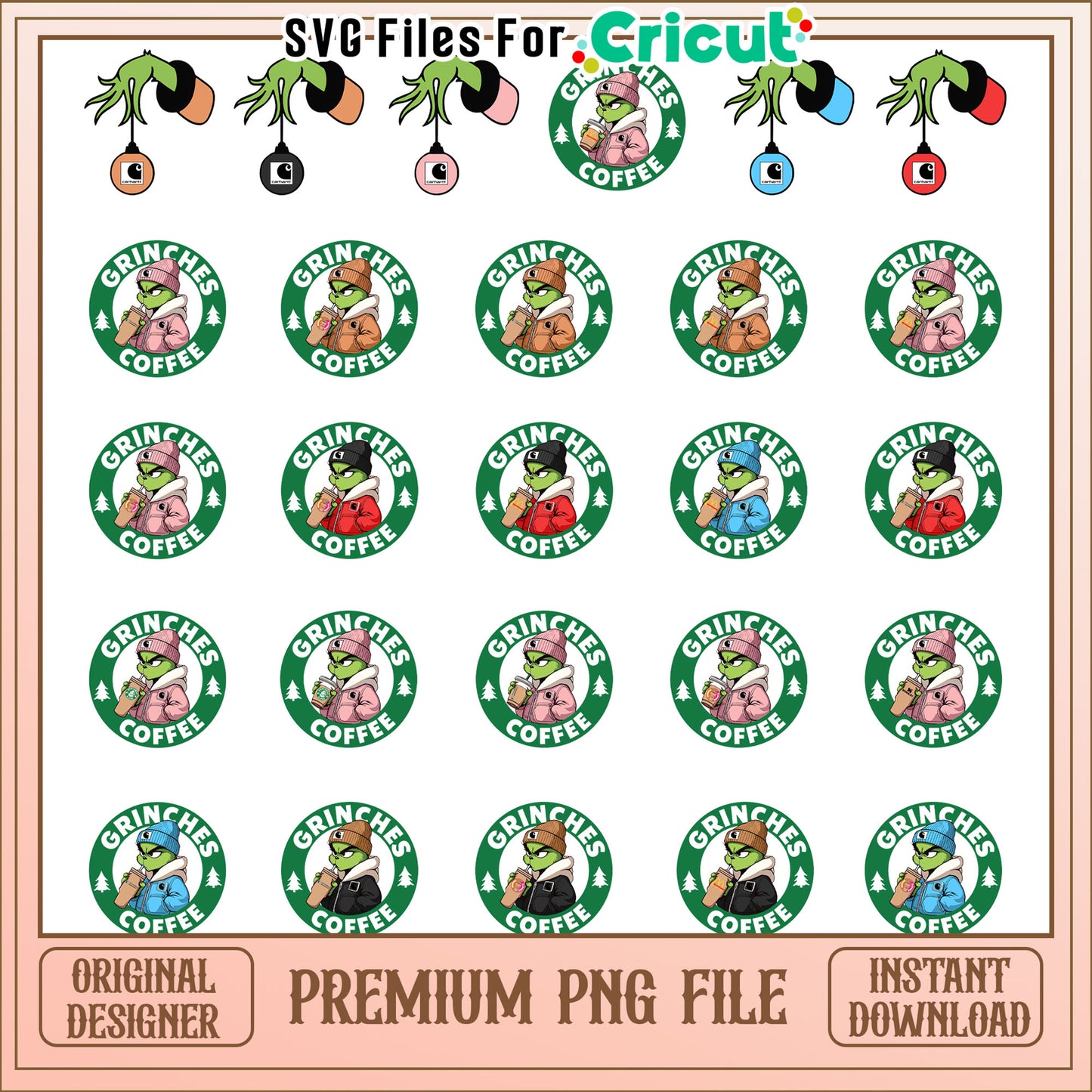 Logo grinches coffee bundle png, grinch christmas coffee mug png