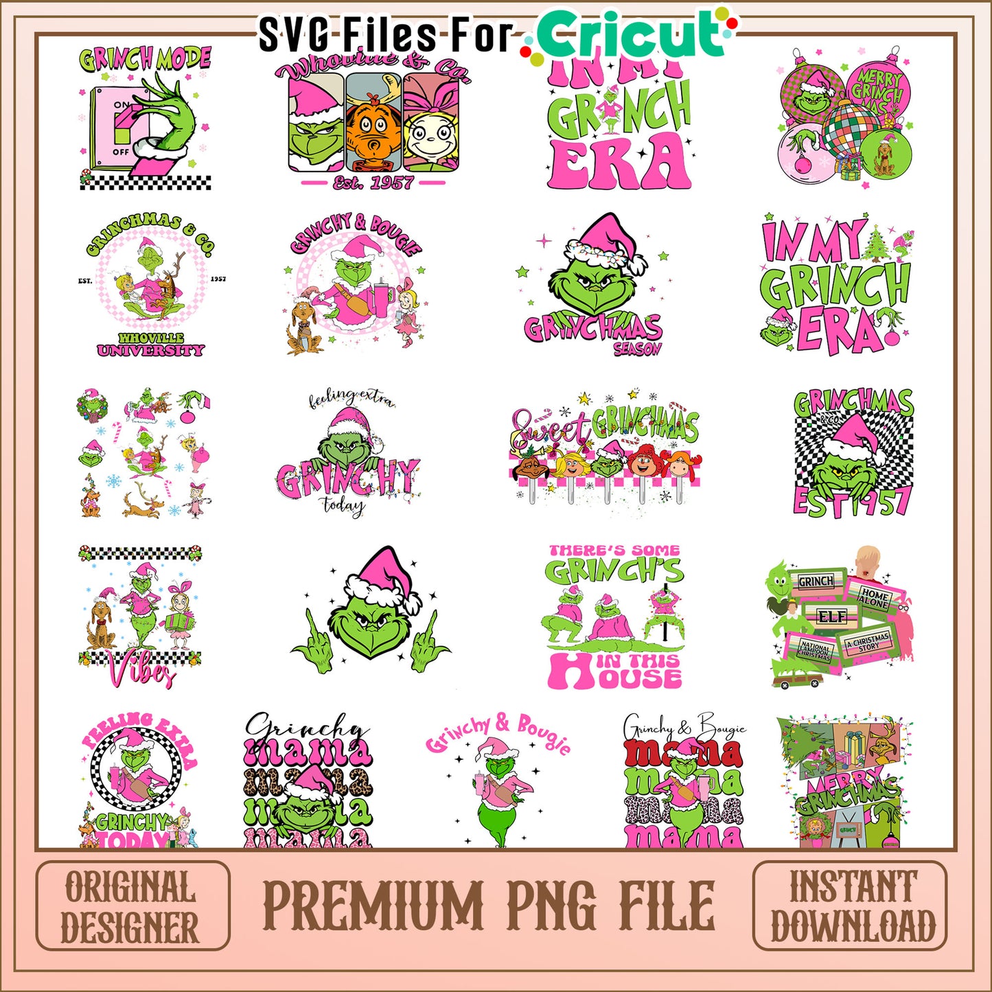 In my grinch era christmas bundle png, grinch santa hat png