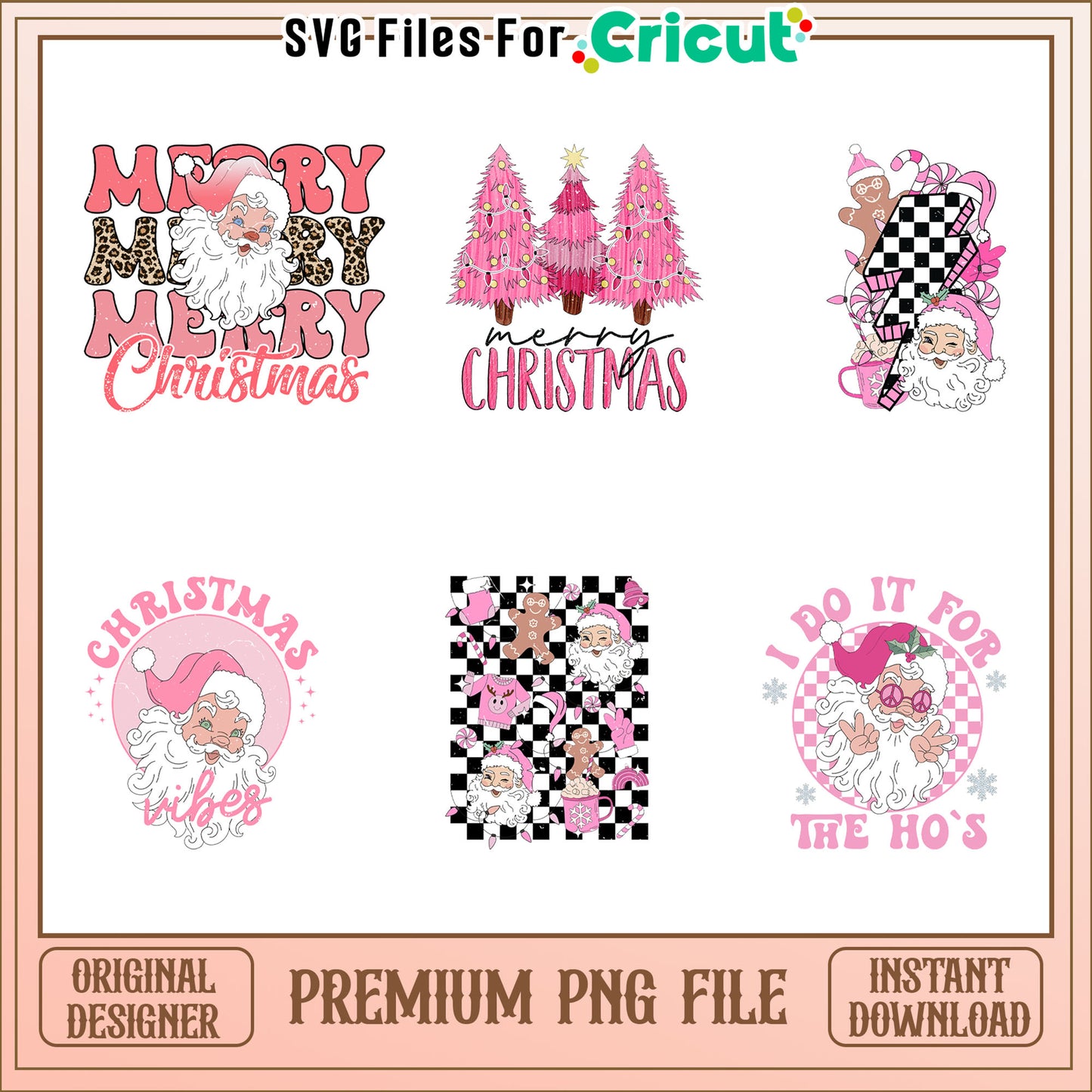 Merry christmas pink bundle png, pink santa hat png, pink santa png