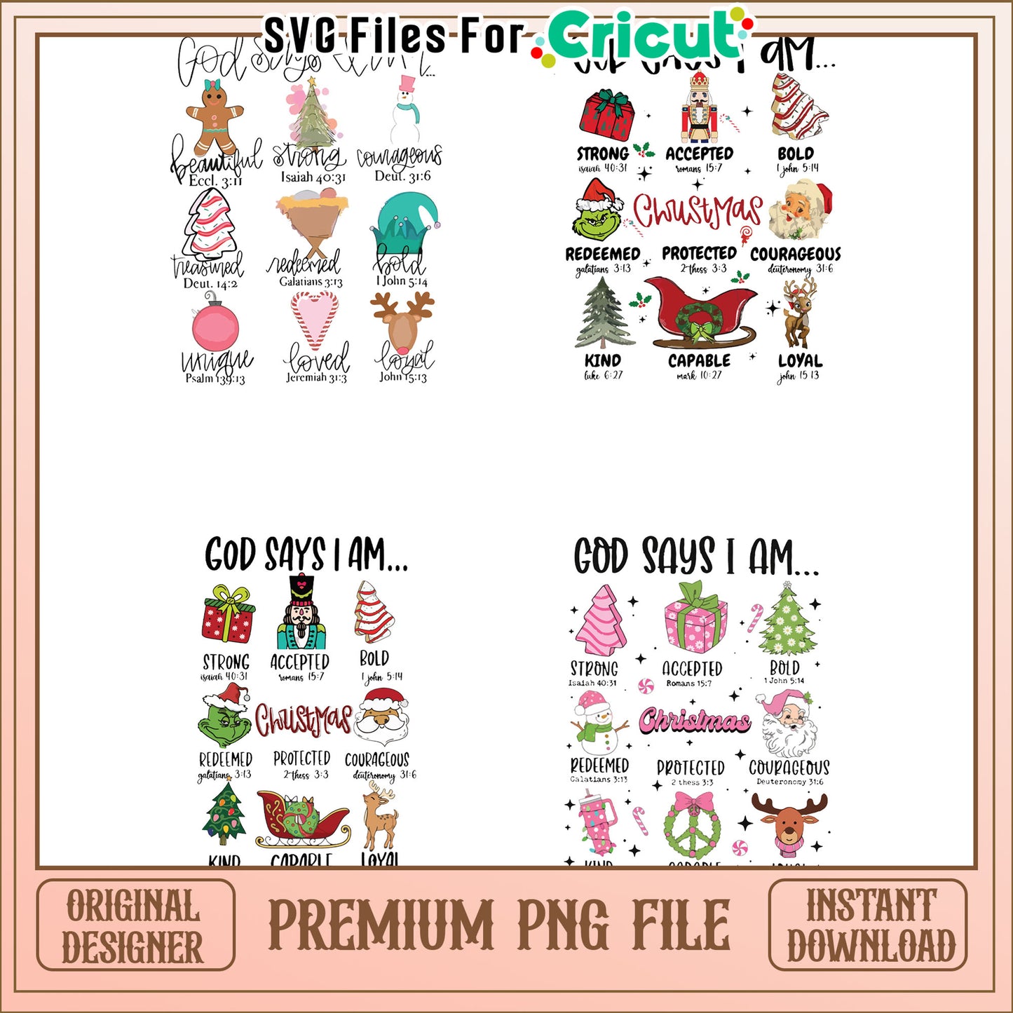 God says i am christmas quotes bundle png, god says i am png